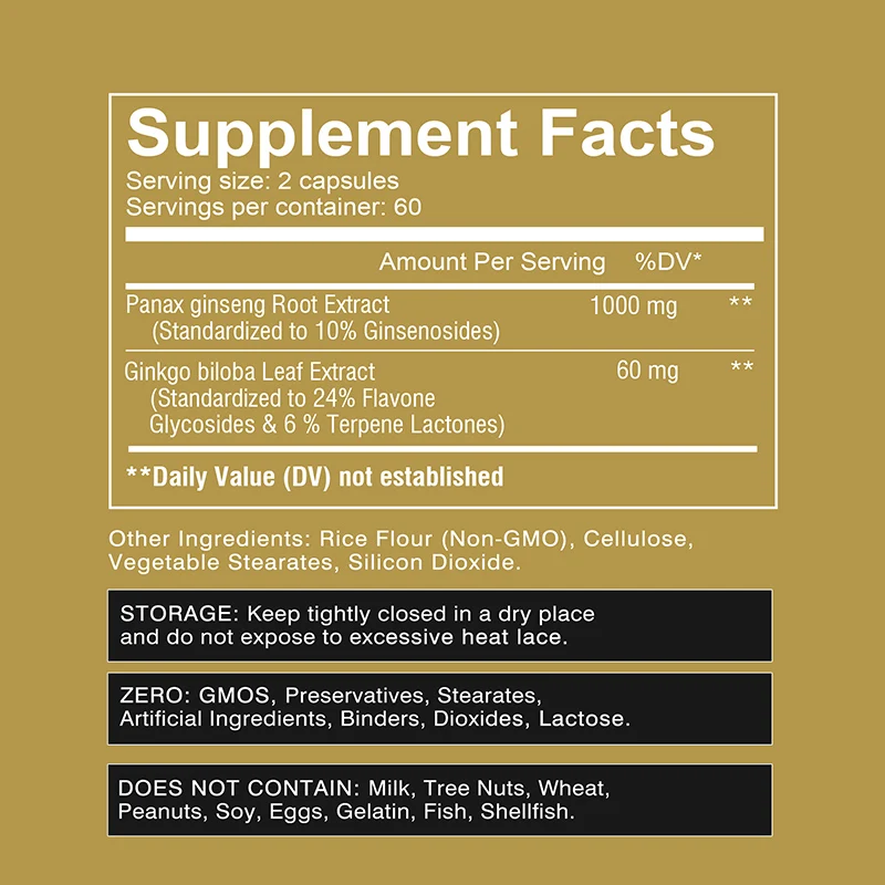Kapsul Panax Ginseng + Ginkgo  - Ginkgo Biloba Extract ulasan dan harga
